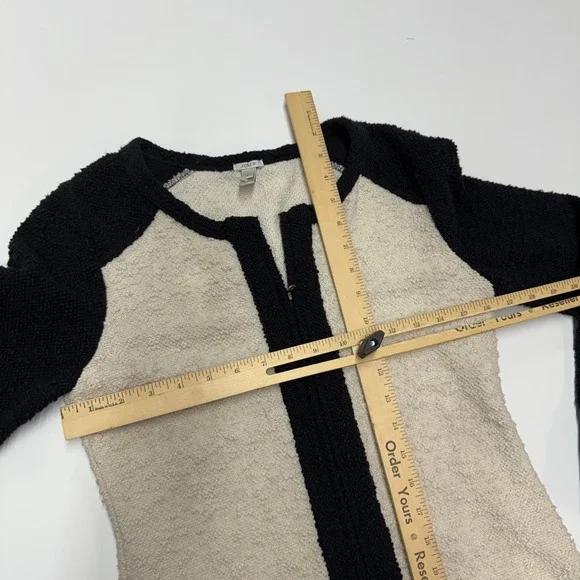 J Crew Jacket Womens Small Black White Colorblock Zip Front Boucle Parisian - Picture 6 of 8